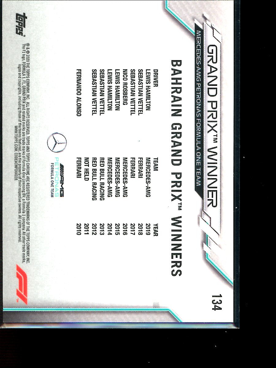 Lewis Hamilton 2020 Topps F1 Chrome Grand Prix Winner Bahrain