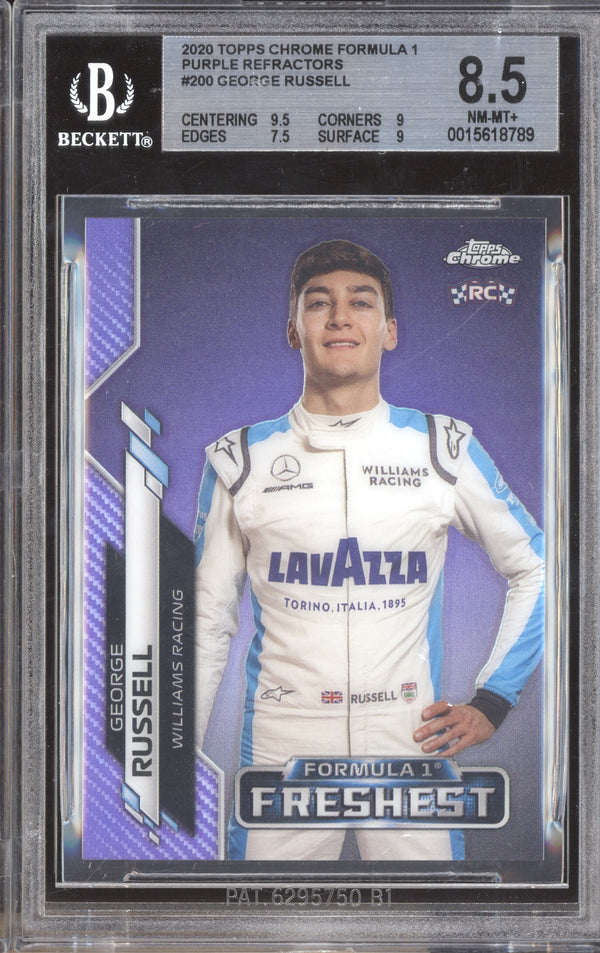 George Russell 2020 Topps Chrome Formula 1 200 Purple Refractor RC 332/399 BGS 8.5