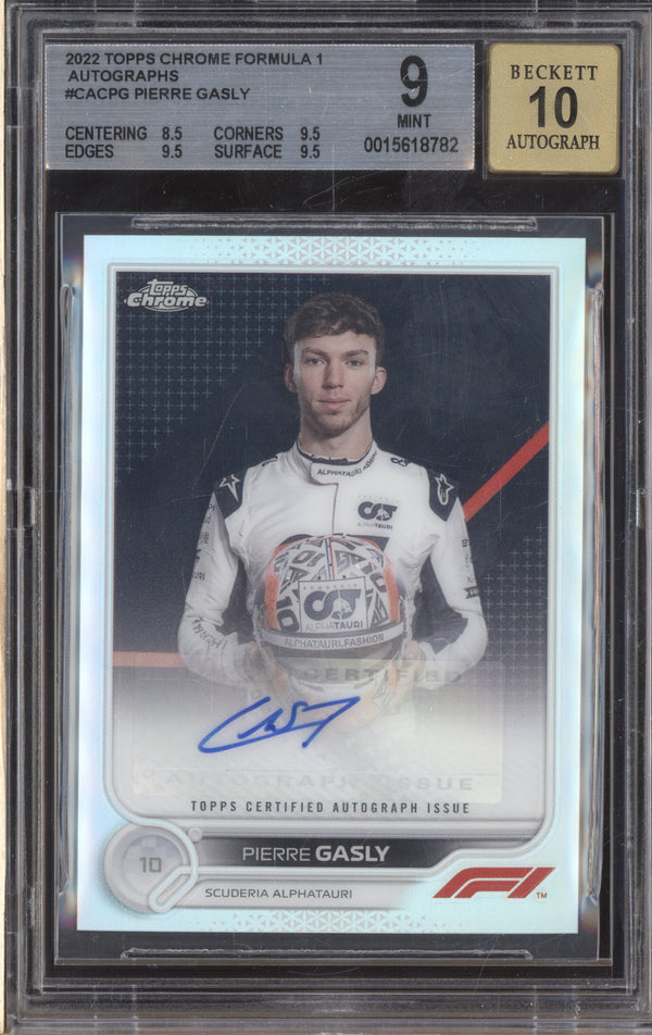 Pierre Gasly 2022 Topps Chrome Formula 1 CAC-PG Auto BGS 9-10