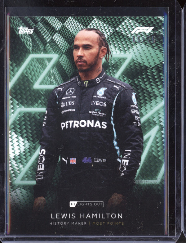 Lewis Hamilton 2021 Topps Lights Out History Maker Green 66/75