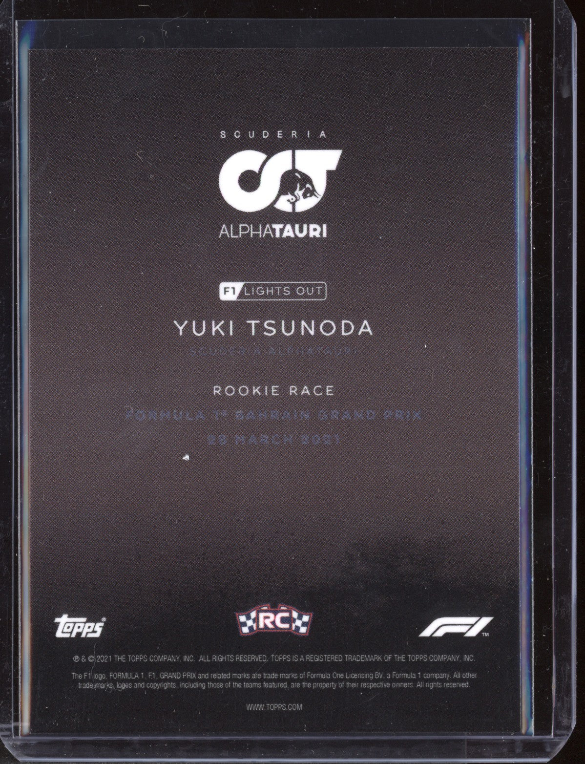 Yuki Tsunoda 2021 Topps Lights Out Rookie Race RC