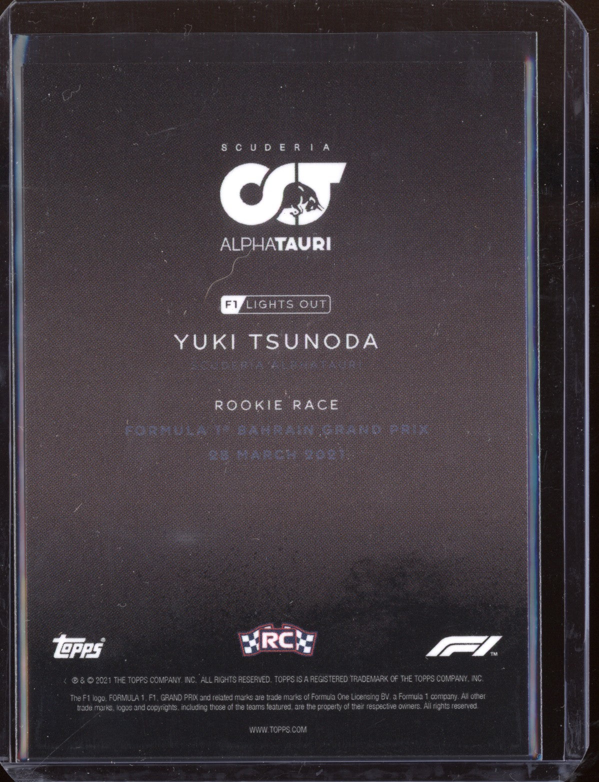 Yuki Tsunoda 2021 Topps Lights Out Rookie Race RC