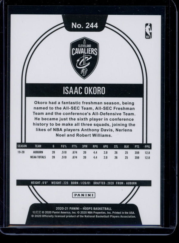 Isaac Okoro 2020-21 Panini Hoops Silver RC 146/199