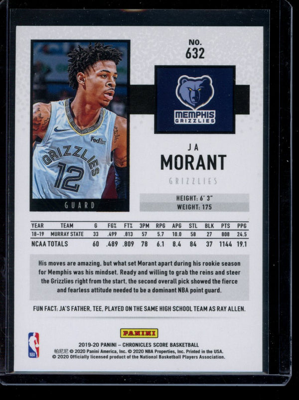 Ja Morant 2019-20 Panini Chronicles Score RC