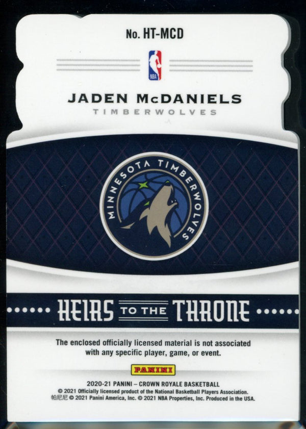 Jaden McDaniels 2020-21 Panini Crown Royale Heirs to The Throne RC