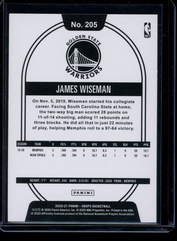 James Wiseman 2020-21 Panini Hoops RC