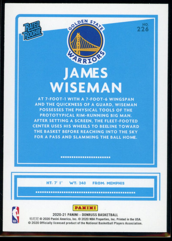 James Wiseman 2020-21 Panini Donruss RC