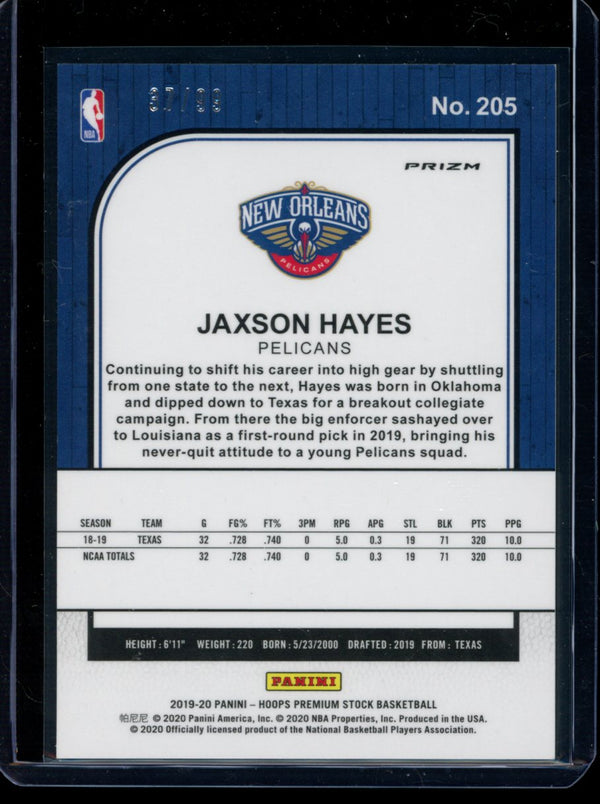 Jaxson Hayes 2019-20 Panini Hoops Premium Blue Laser RC 37/99