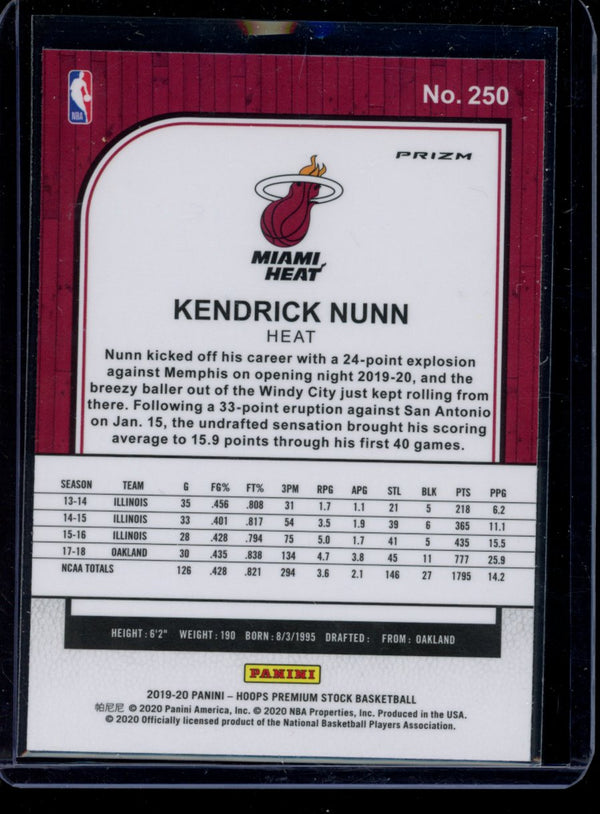 Kendrick Nunn 2019-20 Panini Hoops Premium Silver Flash RC