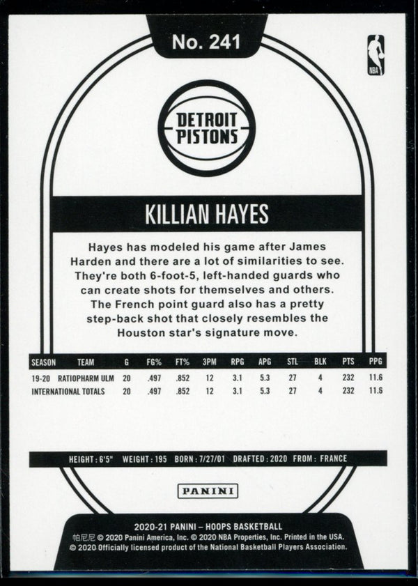 Killian Hayes 2020-21 Panini Hoops RC