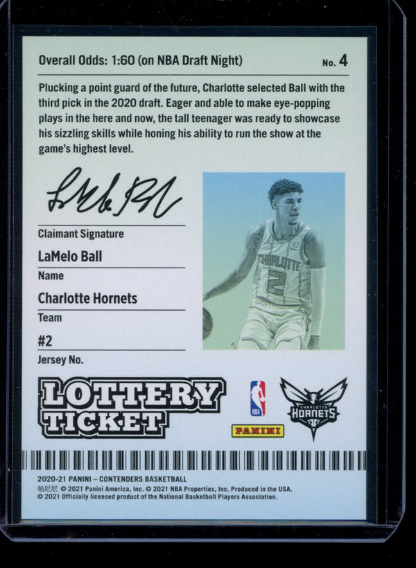 Lamelo Ball 2020-21 Panini Contenders Lottery Ticket RC