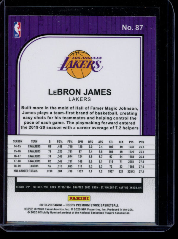 Lebron James  2019-20 Panini Hoops Premium