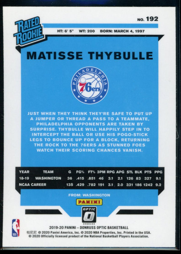 Matisse Thybulle 2019-20 Panini Optic RC