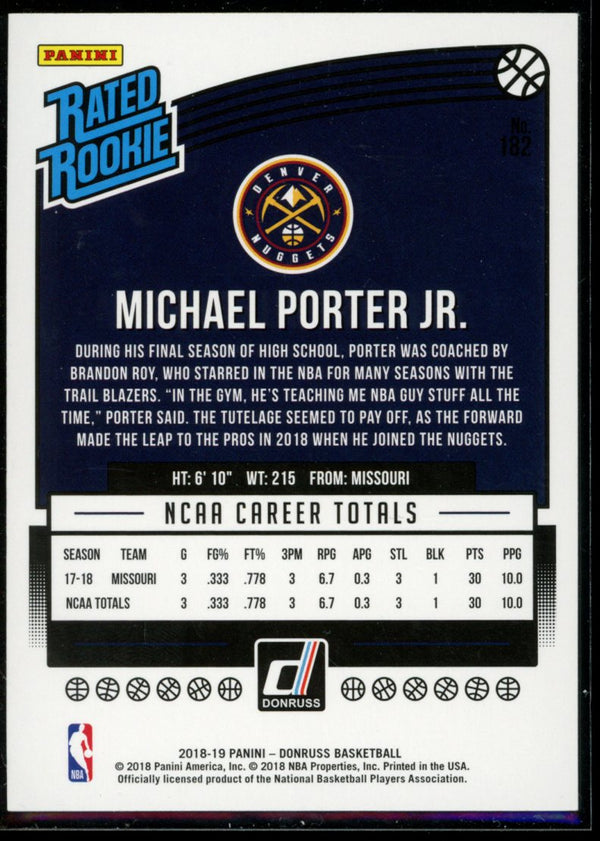 Michael Porter Jr 2018-19 Panini Donruss RC