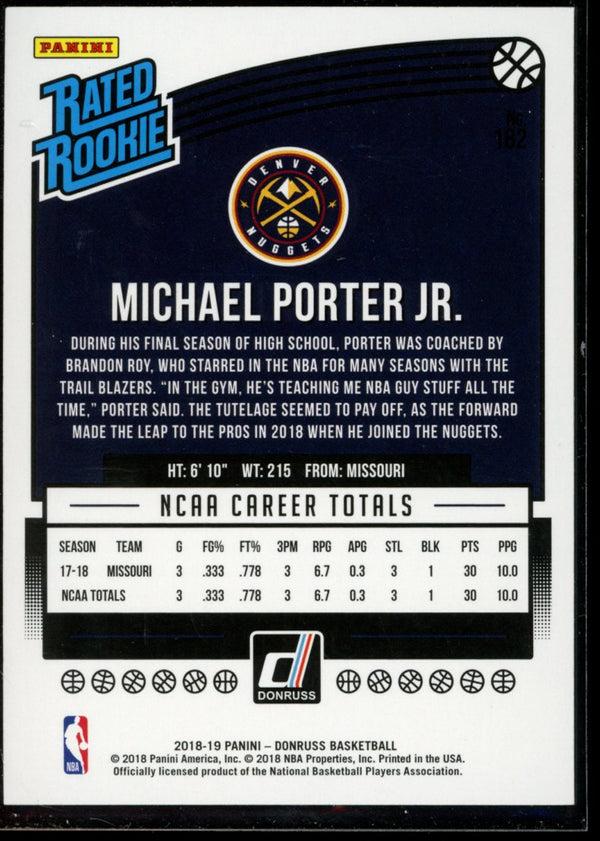Michael Porter Jr 2018-19 Panini Donruss RC