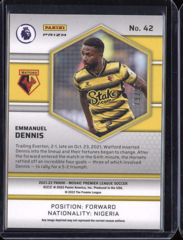 Emmanuel Dennis  2021-22 Panini Mosaic PL Blue Mosaic RC 79/99