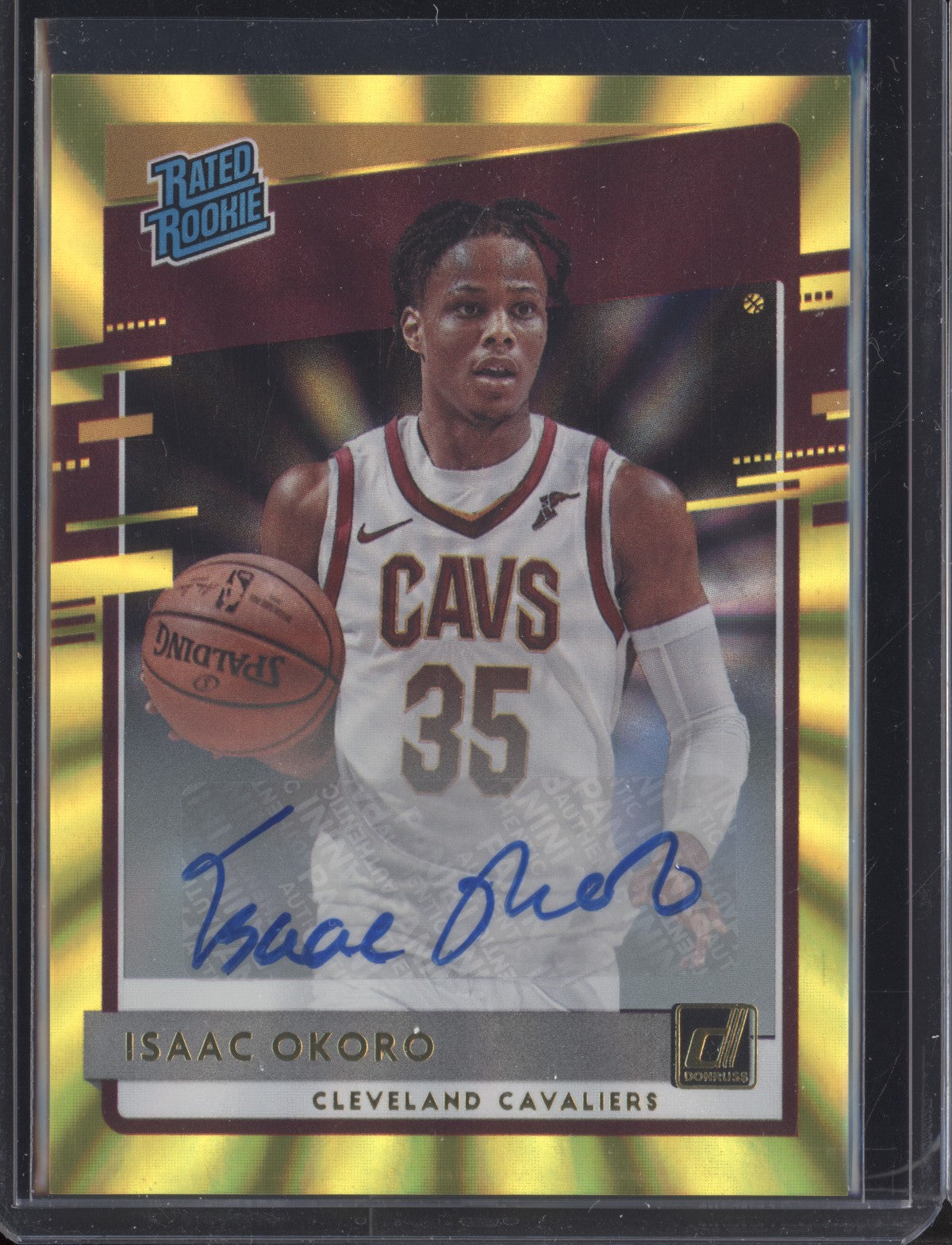 Isaac Okoro 2020-21 Panini Donruss  Rated Rookie Signature Yellow Laser RC