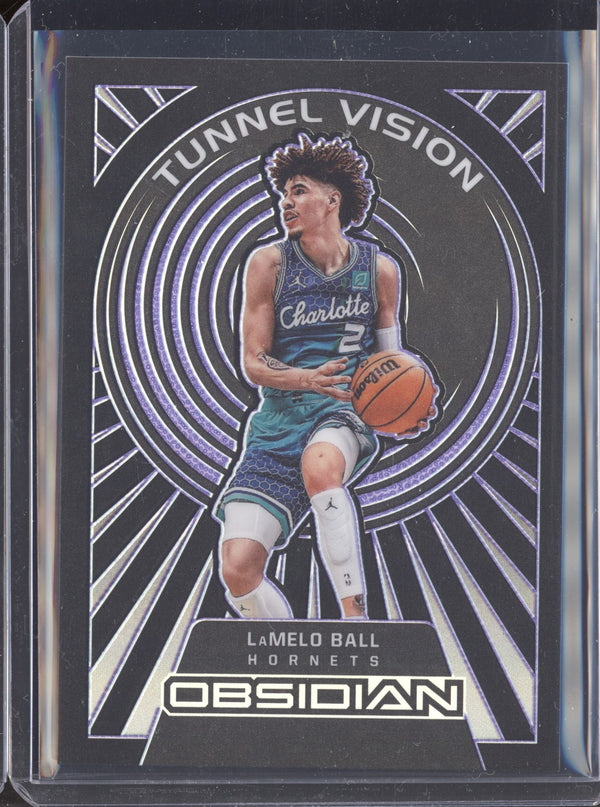 LaMelo Ball 2021-22 Panini Obsidian Tunnel Vision Purple 27/75