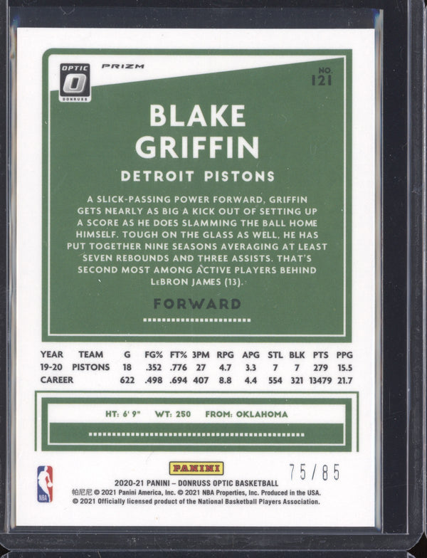 Blake Griffin 2020-21 Panini Donruss Optic Fast Break Red  75/85