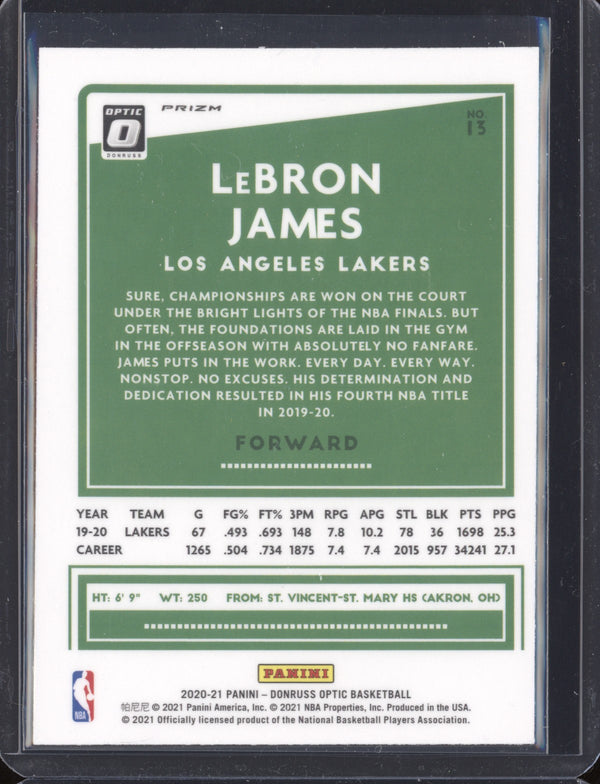 LeBron James 2020-21 Panini Donruss Optic Fast Break Holo