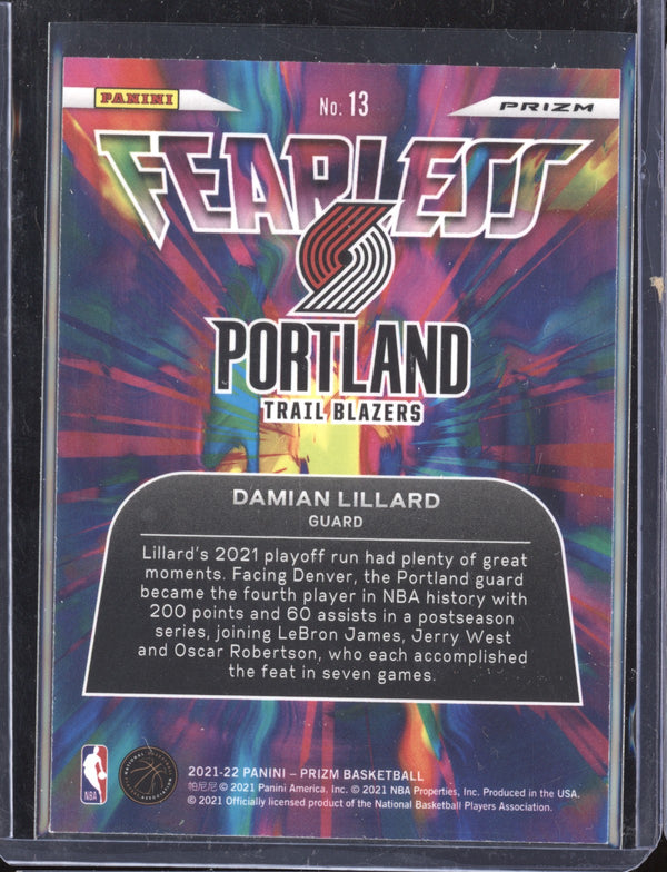 Damian Lillard 2021-22 Panini Prizm Fearless Silver