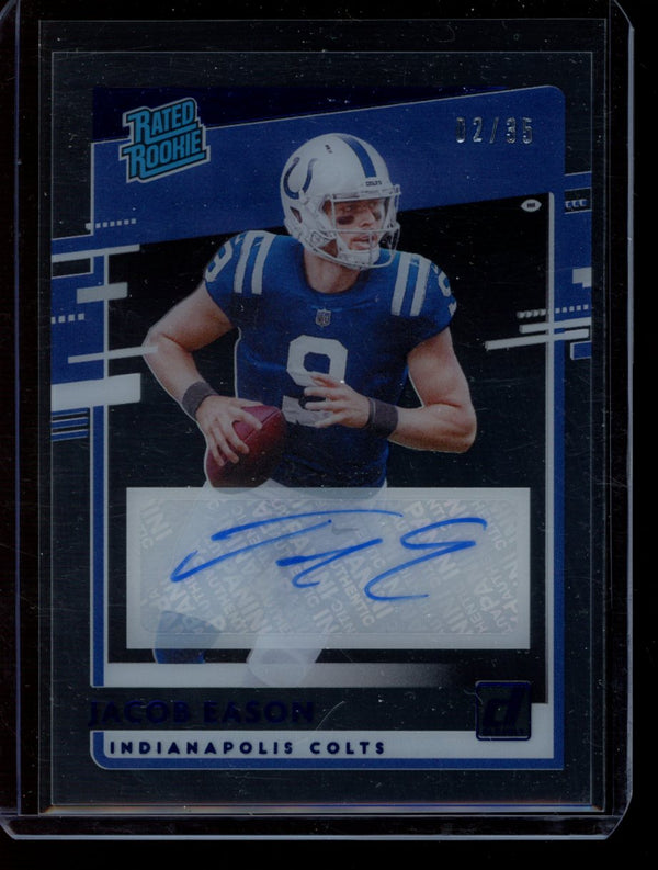 Jacob Eason 2020 Panini Chronicles Blue Clearly Rated Rookie Auto RC 2/35