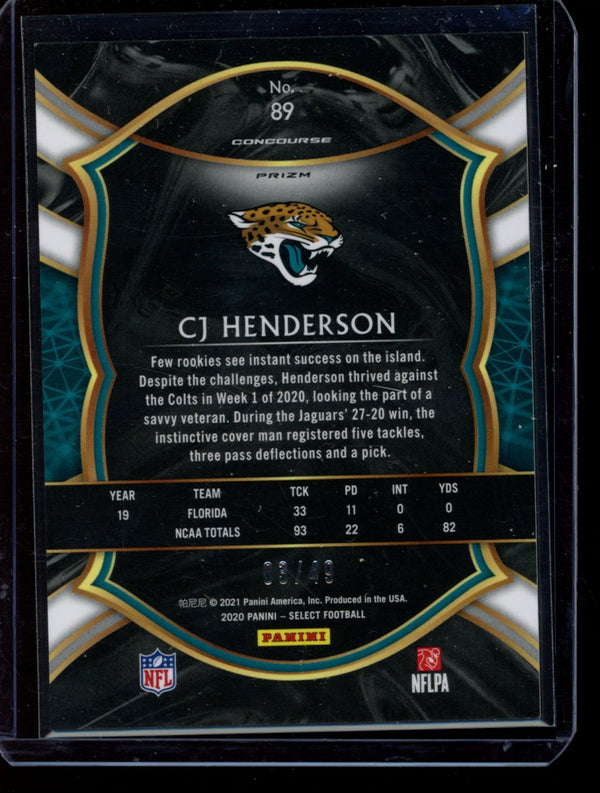 CJ Henderson 2020 Panini Select Orange concourse RC 3/49