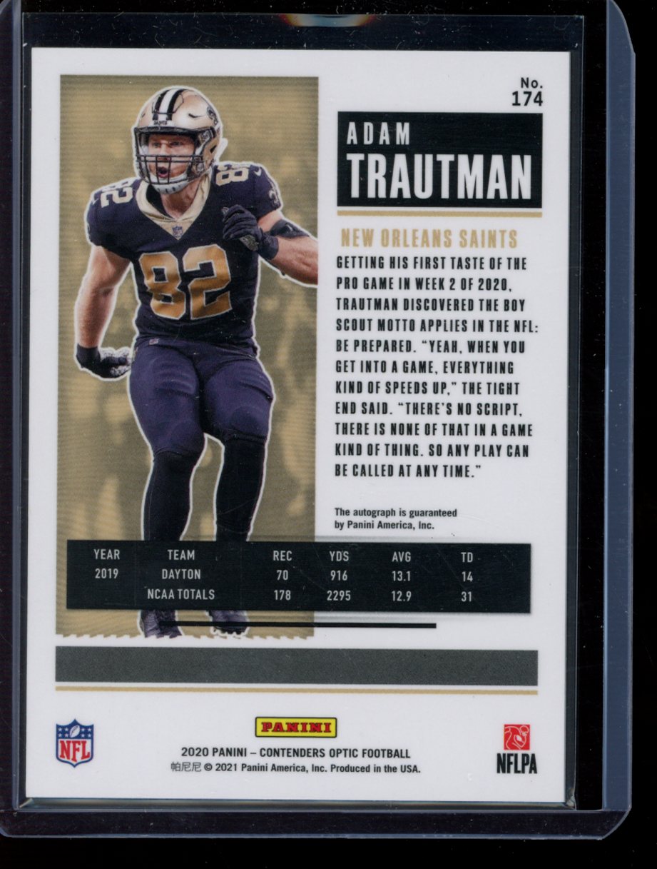 Adam Trautman 2020 Panini Contenders Optic Rookie Ticket Auto RC