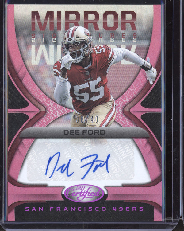 Dee Ford 2021 Panini Certified Mirror Signatures Pink Auto 38/40