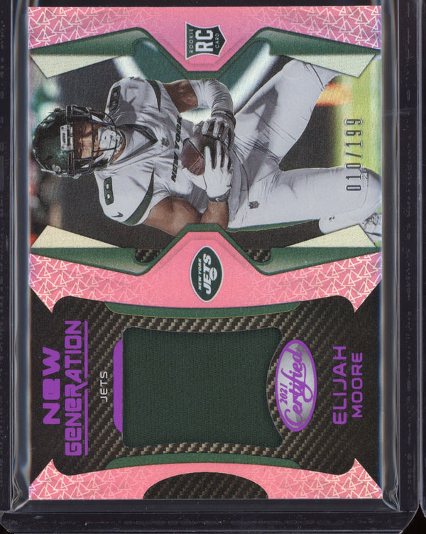 Elijah Moore 2021 Panini Certified New Generation Jersey Mirror Pink RC 10/199