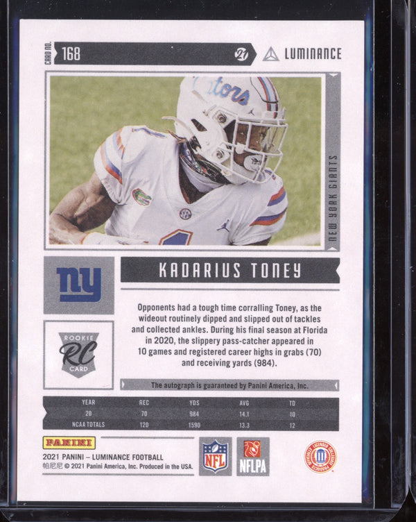 Kadarius Toney 2021 Panini Luminance Rookie Luminance Auto RC 148/325