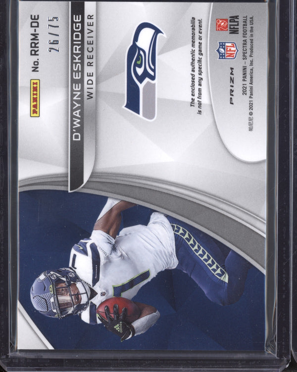 D'wayne Eskridge 2021 Panini Spectra Rising Rookie Materials Hyper RC 26/75