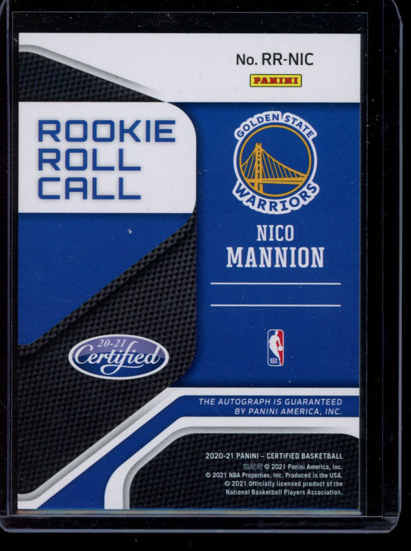 Nico Mannion 2020-21 Panini Certified  Rookie Roll Call RC