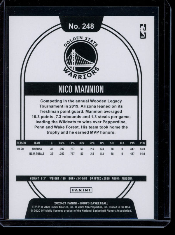 Nico Mannion 2020-21 Panini Hoops RC
