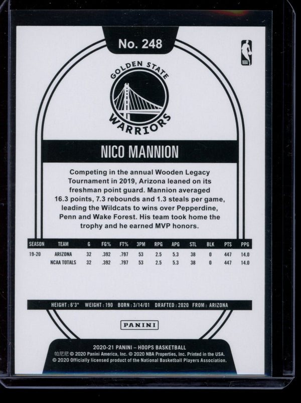 Nico Mannion 2020-21 Panini Hoops RC