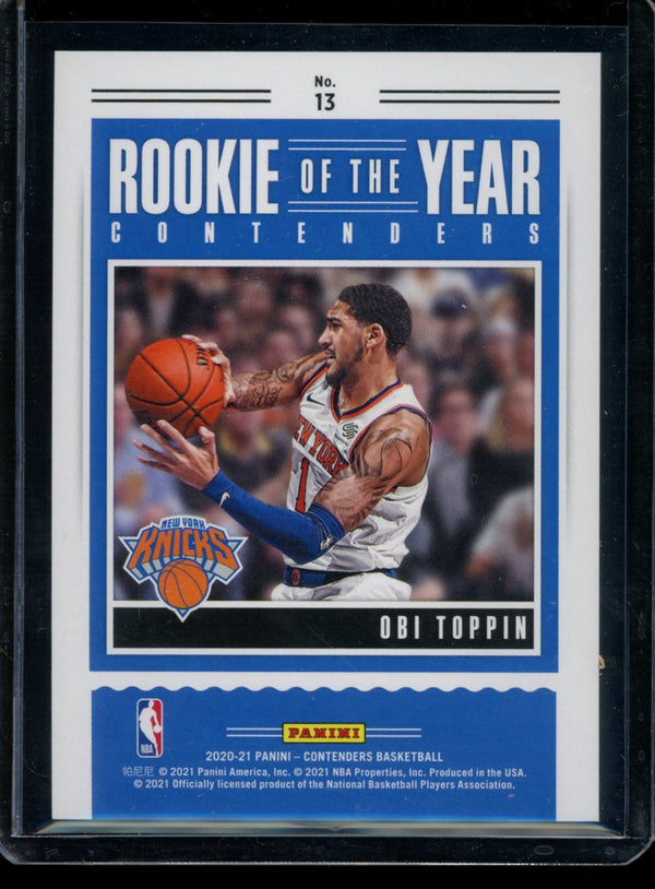 Obi Toppin 2020-21 Panini Contenders ROTY Contenders RC