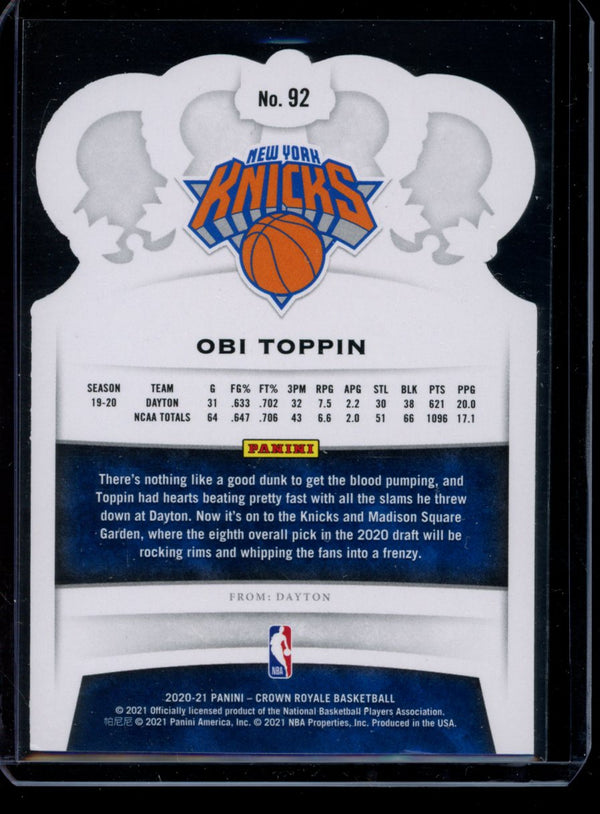 Obi Toppin 2020-21 Panini Crown Royale Copper RC