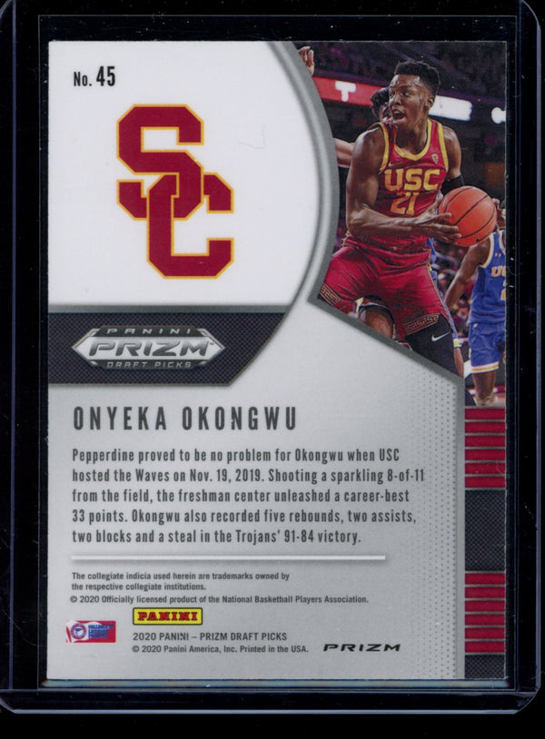 Onyeka Okongwu 2020 Panini Prizm Draft Picks Silver RC