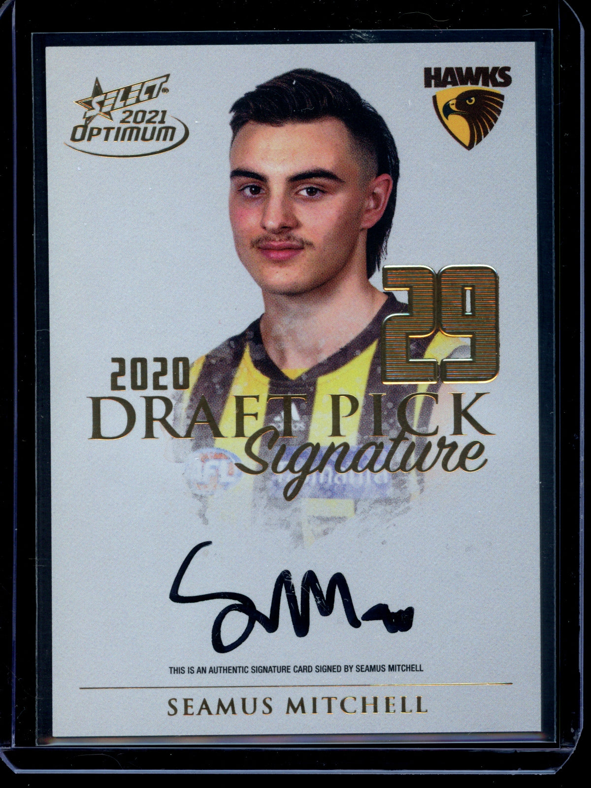 Seamus Mitchell 2020 Select Optimum Gold Draft Pick Signature RC 47/85