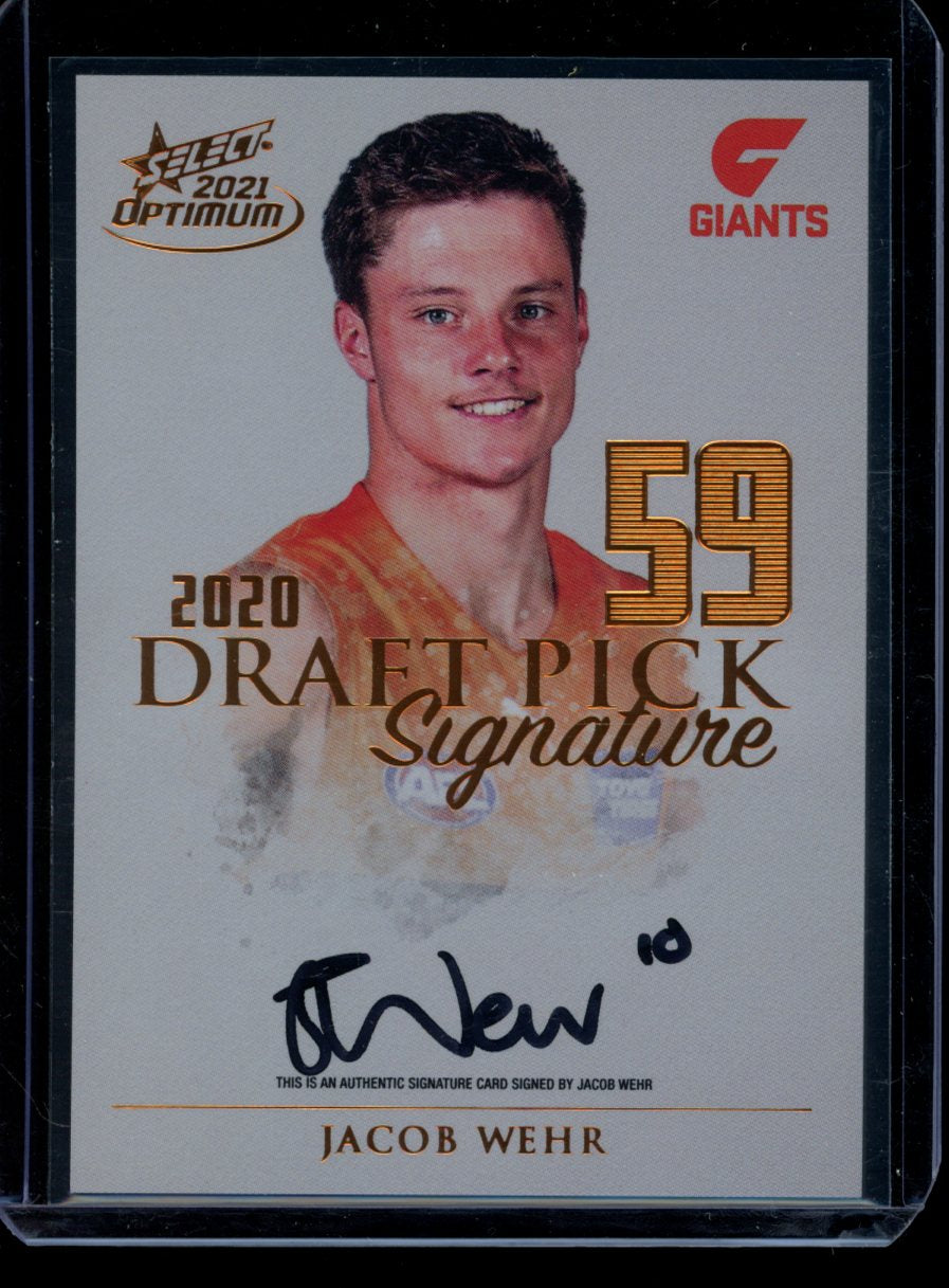 Jacob Wehr 2021 Select Optimum Copper Draft Pick Signature RC 049/170