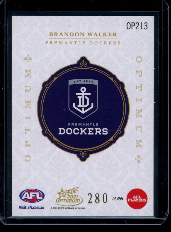 Brandon Walker 2021 Select Optimum Optimum Plus Rookie RC 280/455