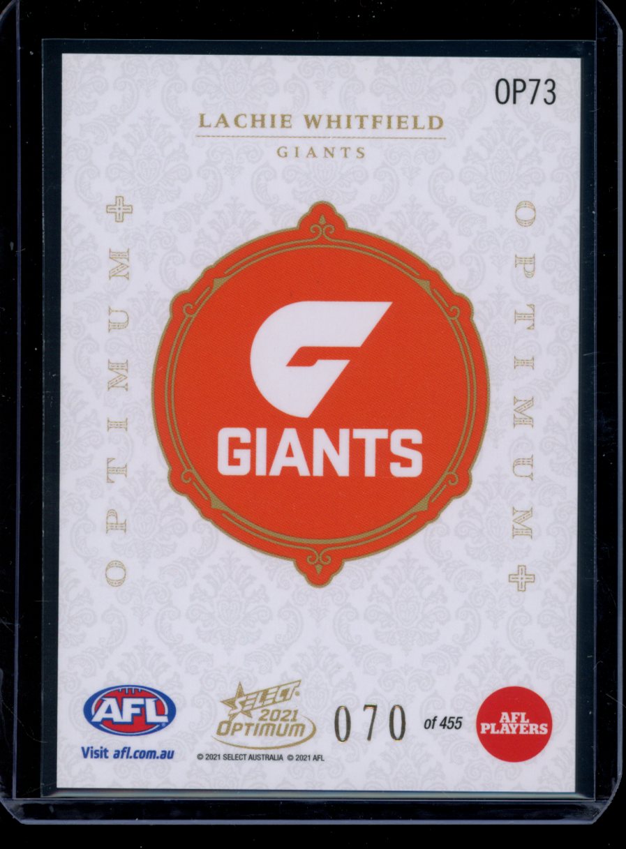 Lachie Whitfield 2021 Select Optimum Optimum Plus 070/455