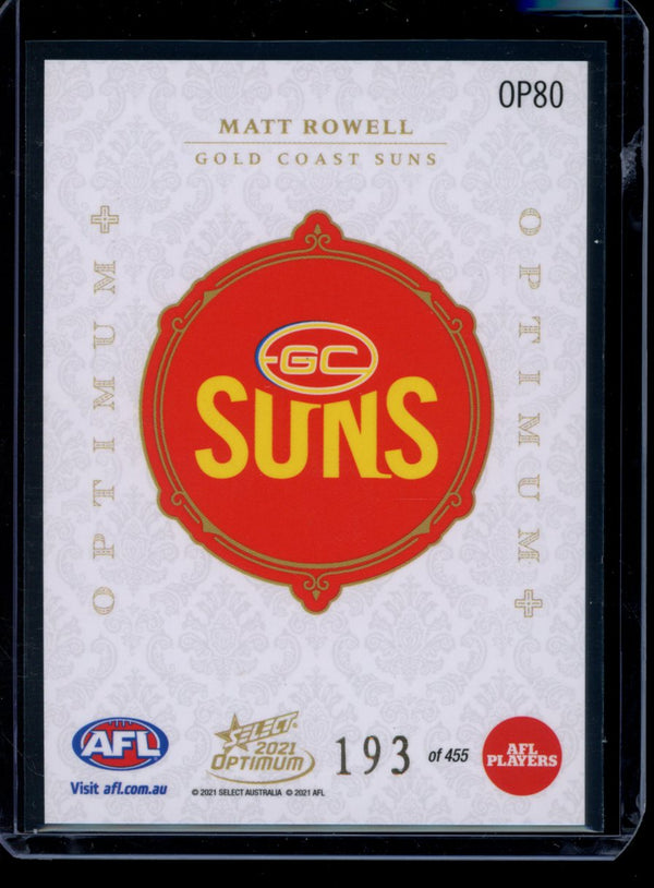 Matt Rowell 2021 Select Optimum Optimum Plus 193/455