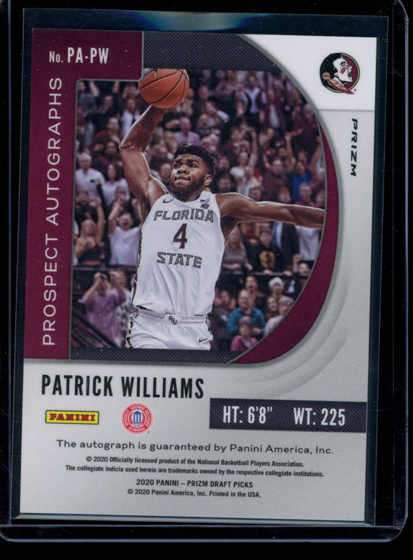 Patrick Williams 2020 Panini Prizm Draft Picks Prospects Auto Fast Break RC