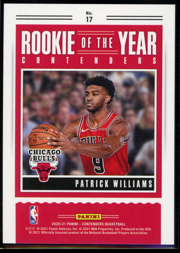 Patrick Williams 2020-21 Panini Contenders ROTY Contenders RC