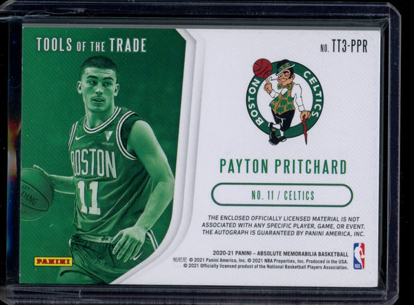 Payton Pritchard  2020-21 Panini Absolute Tools of the Trade 3 Patch  RC 30/49