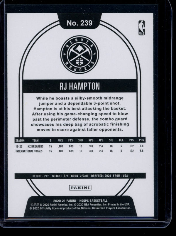 RJ Hampton 2020-21 Panini Hoops RC