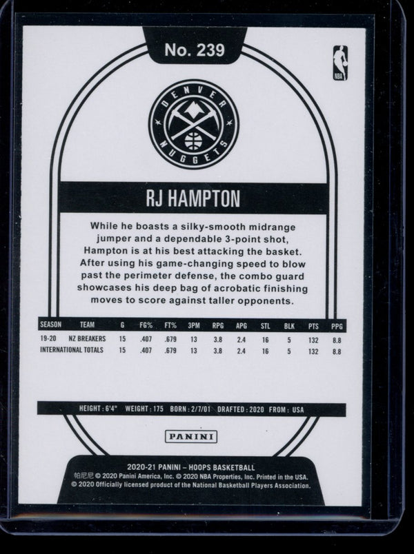 RJ Hampton 2020-21 Panini Hoops RC