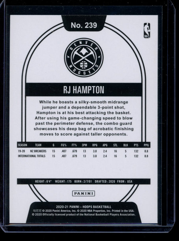 RJ Hampton 2020-21 Panini Hoops RC