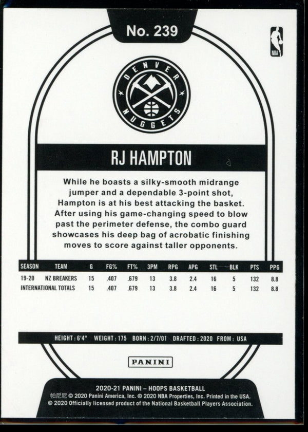 RJ Hampton 2020-21 Panini Hoops Blue RC